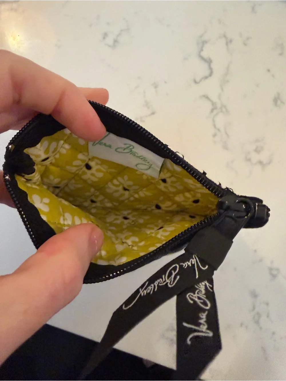 Vera Bradley Classic Black Zip Coin Purse Pouch Bag 5